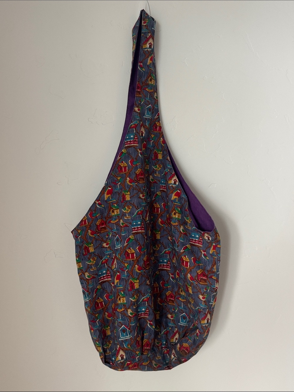 Handmade Reversible Birdhouse Novelty Print Hobo Tote One-Strap Shoulder Bag